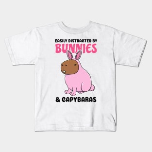 Easily Distracted by Bunnies and Capybaras Kids T-Shirt